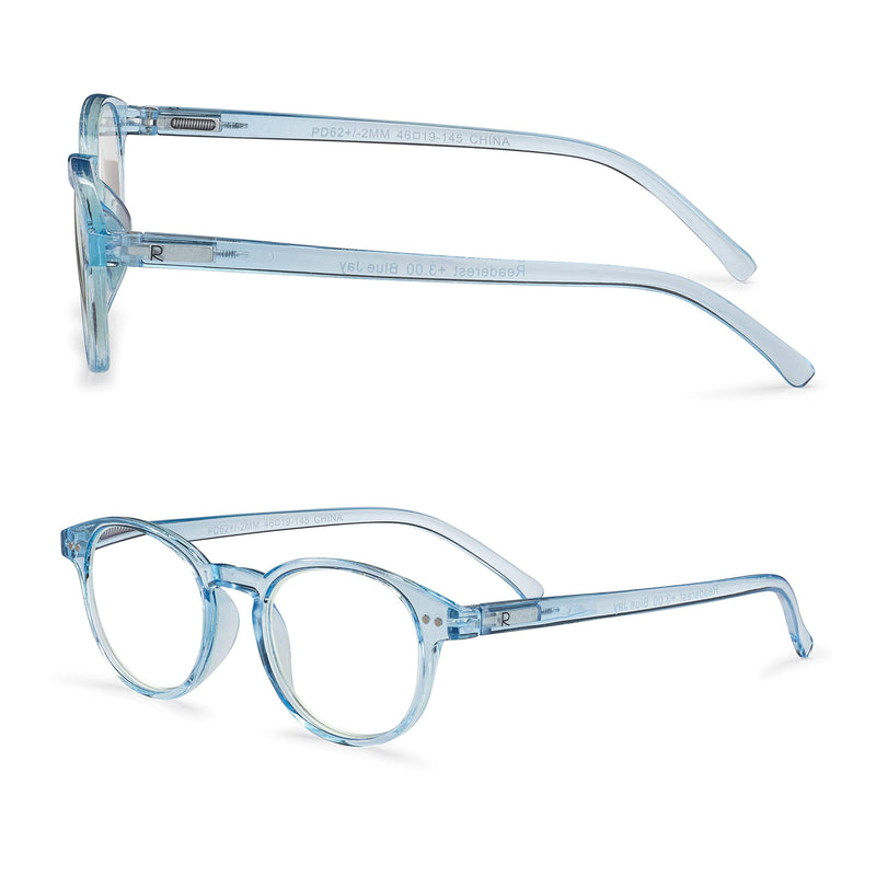 Round-Blue-Light-Blocking-Reading-Glasses-Light-Blue-3-50-Magnification-Computer-Glasses