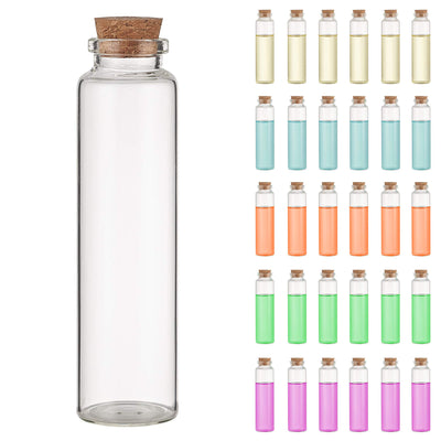 30Pcs Transparent Glass Message Vials with Cork Stoppers, Glass Wish Bottles, Tiny Small