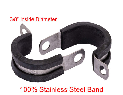 3/8" Diameter Stainless Cushion Cable Clamp, 18-8 Stainless Steel (25pc