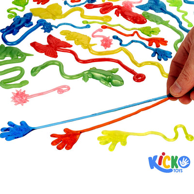 Kicko Sticky Stretchy Toys - 100 Vinyl Stretchy Sticky Hands and Fun Toys Assortment - 3