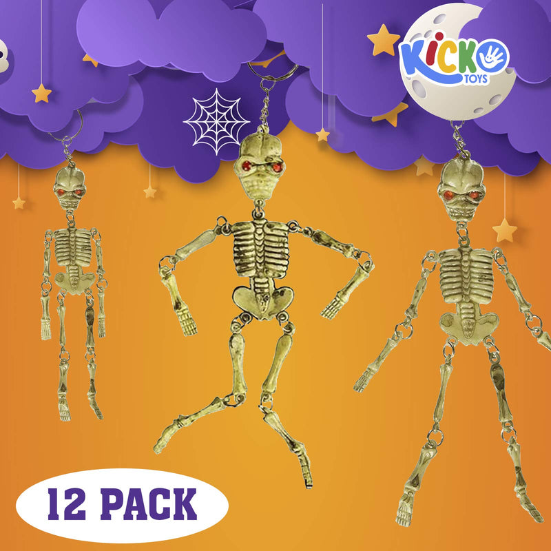 Kicko Skeleton Keychain - 12 Pack Mini Backpack Hook - Keyring for Bag and Belt Loop