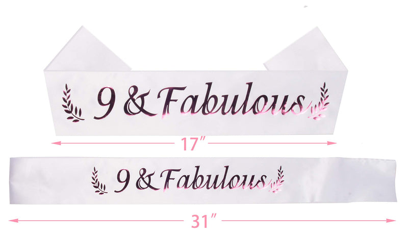 9th Birthday Gifts for Girls, 9th Birthday Tiara and Sash, 9 Fabulous Sash and Crystal