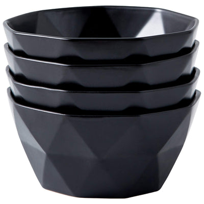 Soup Bowls Set of 4 Geometric 30 Ounce Soup Bowls - Elegant Stackable Ceramic Bowls