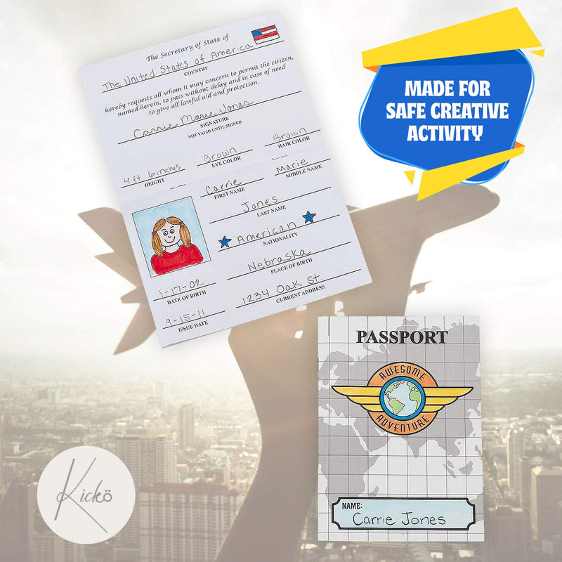 Kicko Color Your Own Passport - Pack of 12, 7 Inch Paper Passports for Arts and Crafting