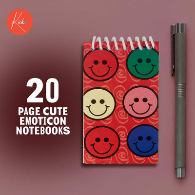 Kicko Spiral Smile Notebook - Pack of 24-20 Page Cute Emoticon Notebook - Emoji Notebook