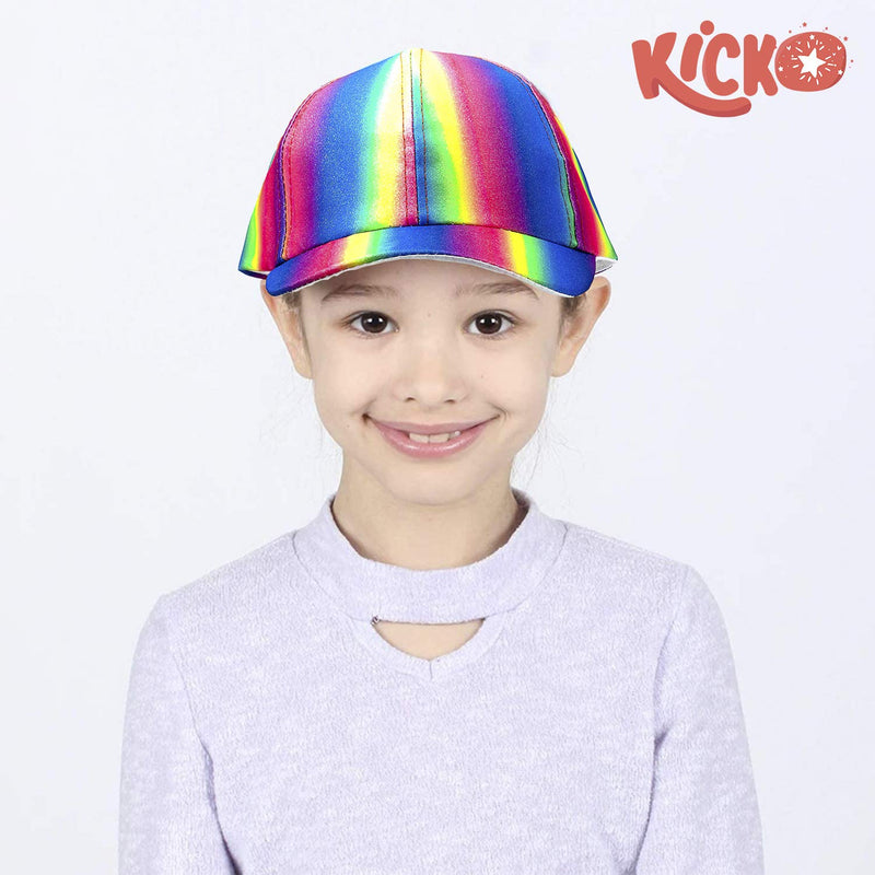 Kicko Rainbow Glitter Baseball Cap - 1 Piece, Snapback Brimmed Hat - One Size Fits All - 9