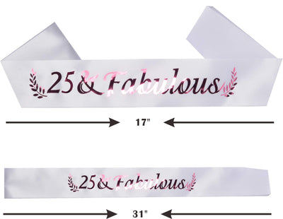 25th Birthday Gifts for Women, 25th Birthday Tiara and Sash, 25 Fabulous Sash and Crystal