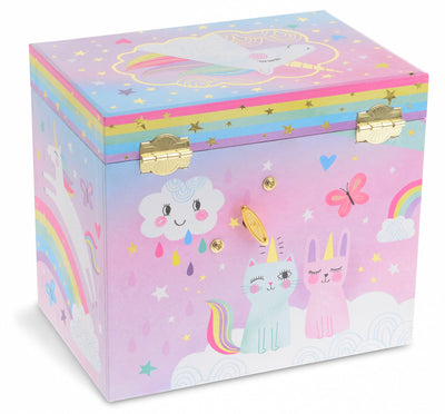 Jewelkeeper Cotton Candy Unicorn Music Box & Little Girls Jewelry Set - 3 Unicorn Gifts