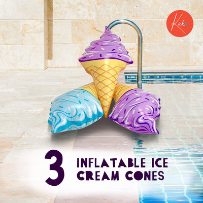 Kicko Inflatable Ice Cream Cones - 36 Inch 3 Pack - for Swimming Pool and Beach Parties