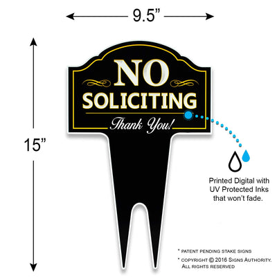 No Soliciting Outdoor Metal Yard Sign For Home, House And Business | Stylish Laser Cut