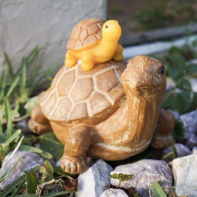 Mom and Baby Turtle Solar Powered LED Outdoor Decor Garden