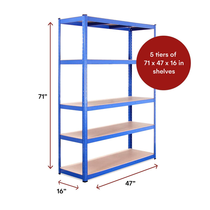 Garage Shelving Units - 71" H x 47" L x 16" W - Heavy Duty Racking - Shelves for Storage