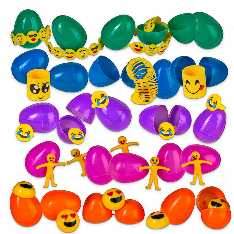 Neliblu Emoji Toy Filled Easter Eggs - 30 Bright and Colorful 2.5" Surprise Eggs