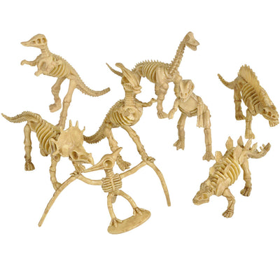 Kicko Assorted Dinosaur Fossil Skeleton - 12 Pack - 3D Toy Figures - for Pretend Play