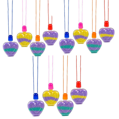 Kicko Heart Sand Art Necklaces - 24 Pack - Heart-Shaped Bottle Necklaces for Personal