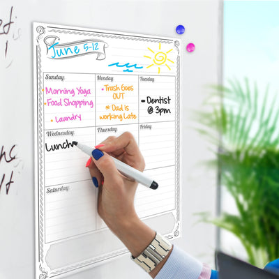 Monthly Weekly Magnetic Dry Erase Calendar + Free Marker (Weekly w/Clipboard