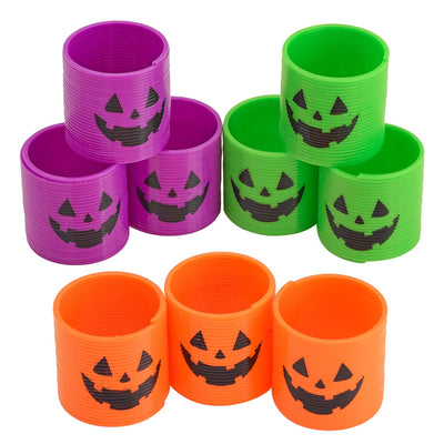 Kicko Jack-o-lantern Spring Coils - Pack of 48 Halloween Neon Coil Springs for Kids