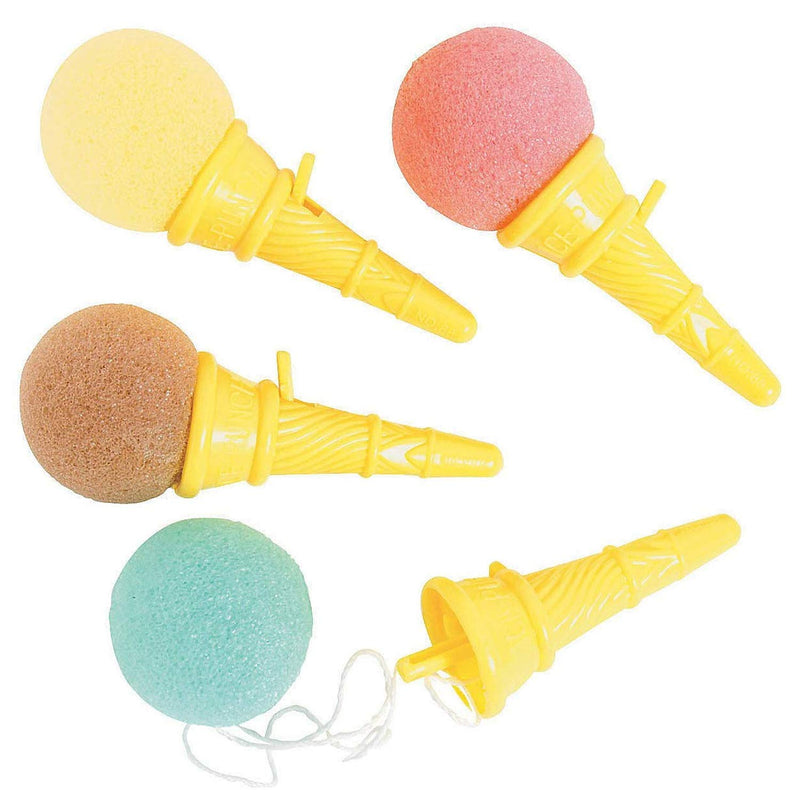 Kicko Mini Ice Cream Shooters - Pack of 12-3.5 Inches Assorted Colors Balls, Brown, Pink