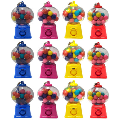 Kicko 4 Inch Gumball Dispenser Keychain with Gumballs Included - 12 Pack Mini Backpack