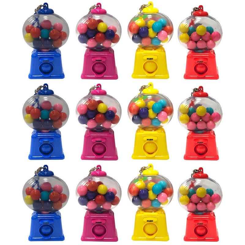 Kicko 4 Inch Gumball Dispenser Keychain with Gumballs Included - 12 Pack Mini Backpack