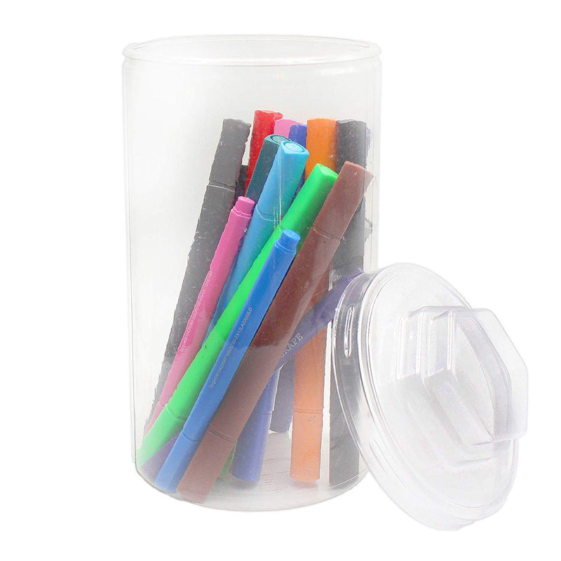 Kicko Pencil Container - 4.5 Inches x 8 Inches Transparent Pencil Organizer Jar with Lid