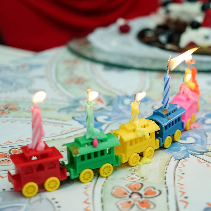 Kicko Birthday Candles with Train Holders - 20 Pack - 2.5 Inch - Multicolored, Rainbow