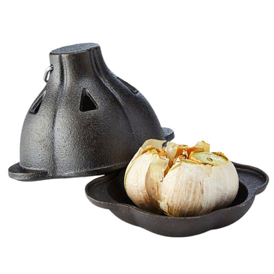 Pre-Seasoned Cast Iron Garlic Roaster Bake and Serve Fresh Roasted Garlic for Kitchen Oven