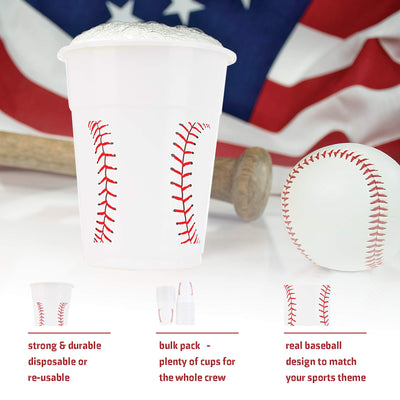 Baseball Party Cups Bulk Pack Of 30 Plastic Cups For Birthday Party Supplies, Baseball