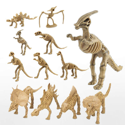 Kicko Assorted Dinosaur Fossil Skeleton 3D Toys - 6 to 7 Inch Figures -12 Pieces -