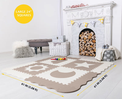 Baby Play Mat Tiles - 61" X 61" Extra Large, Non Toxic Foam Baby Floor Mat -