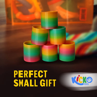 Kicko Plastic Rainbow Springs - 12 Pack - 2.4 Inch Classic Toy Coil Springs for Class