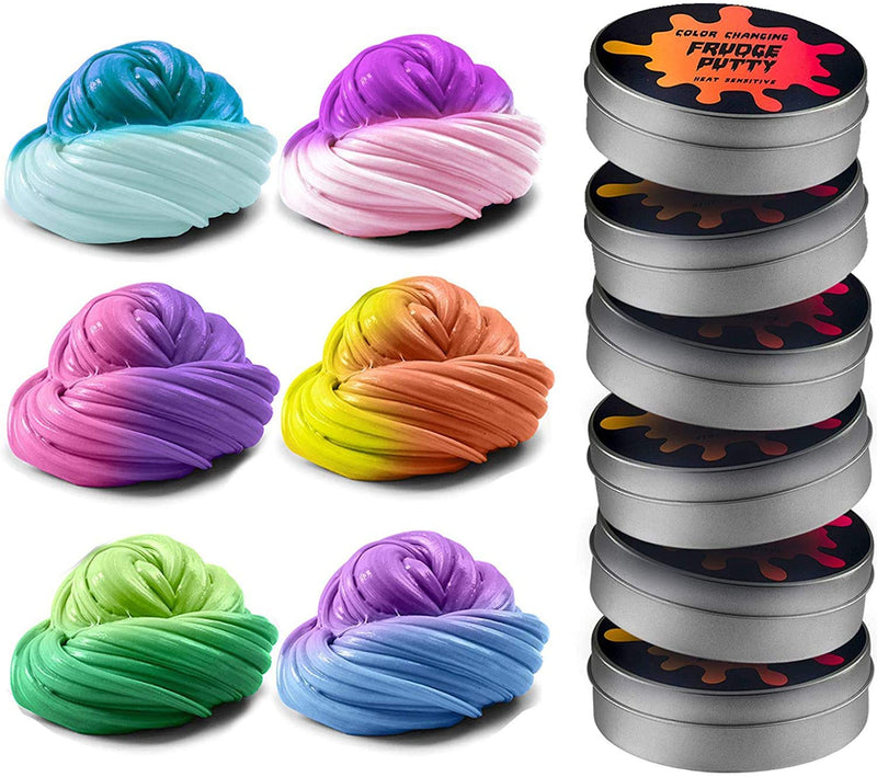 Squeeze Craft Color Changing Frudge Putty Heat Sensitive - 6 Pack Slime Putty - 2 Oz per