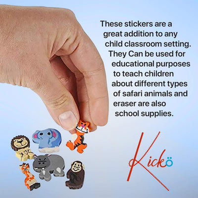 Kicko Mini Animal Erasers - Zoo Animal Erasers - 144 Pack of 1 Inch Assorted Zoo, Safari