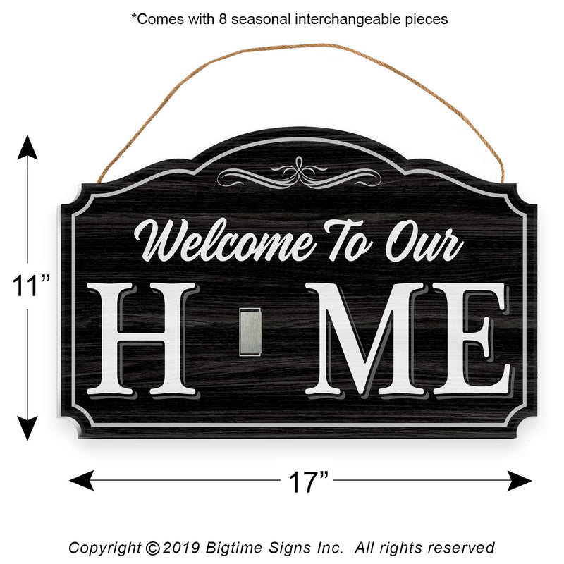 Bigtime Signs Welcome to Our Home - Black Wood Grain Print Door & Wall Decor 8