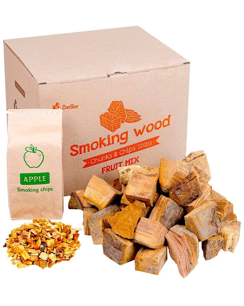 Zorestar Apple Wood Chunks - 10-12lb of Smoking Wood for Grilling and BBQ + 1pc of Apple