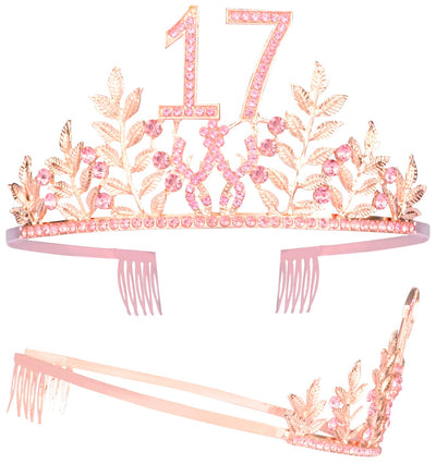 17th Birthday Gifts for Girls,17th Birthday Tiara and Sash,17 Fabulous Sash and Crystal