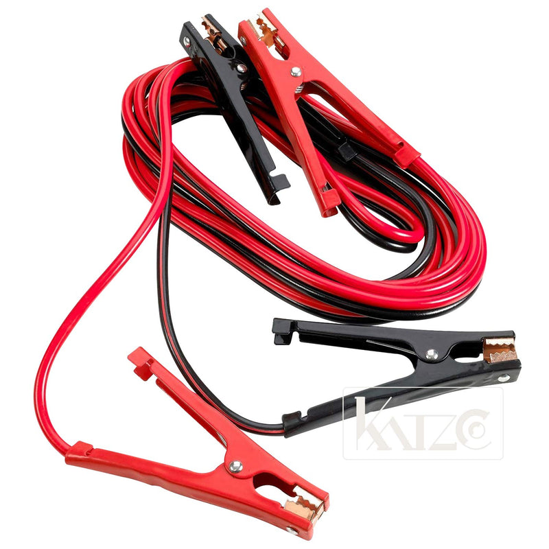 Katzco Jumper Cables with Carry Case Bag - 8 Gauge 16 Feet - 400 Amp - Heavy-Duty Power