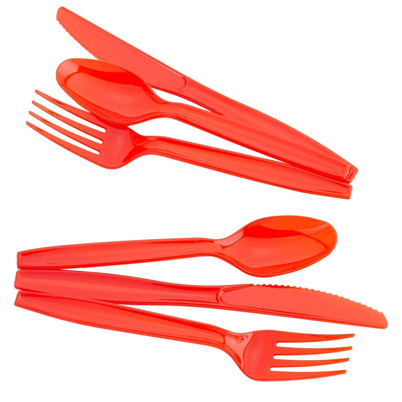 Kicko Red Premium Cutlery - 216 Pieces - for Party Favors, Catering Events, Parties