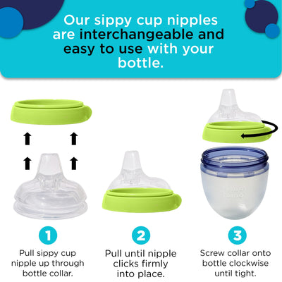 Soft Spout Sippy Cup Bottle Nipples for Comotomo Baby Bottle, 2 Pack | Fits 5 Ounce and 8