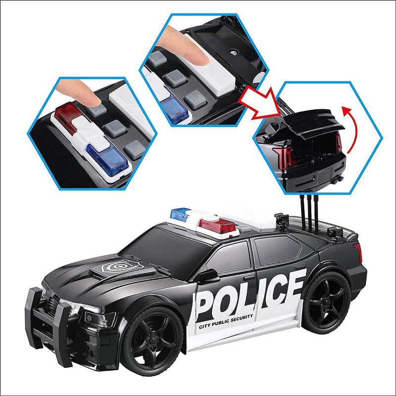 Friction Powered Emergency Police Rescue Vehicles Toy Set, Includes Police Car