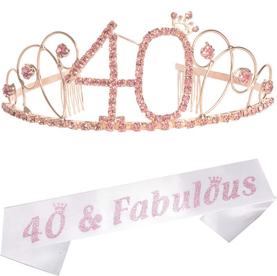 40th Birthday Gifts for Women, 40th Birthday Tiara and Sash, HAPPY 40th Birthday Party