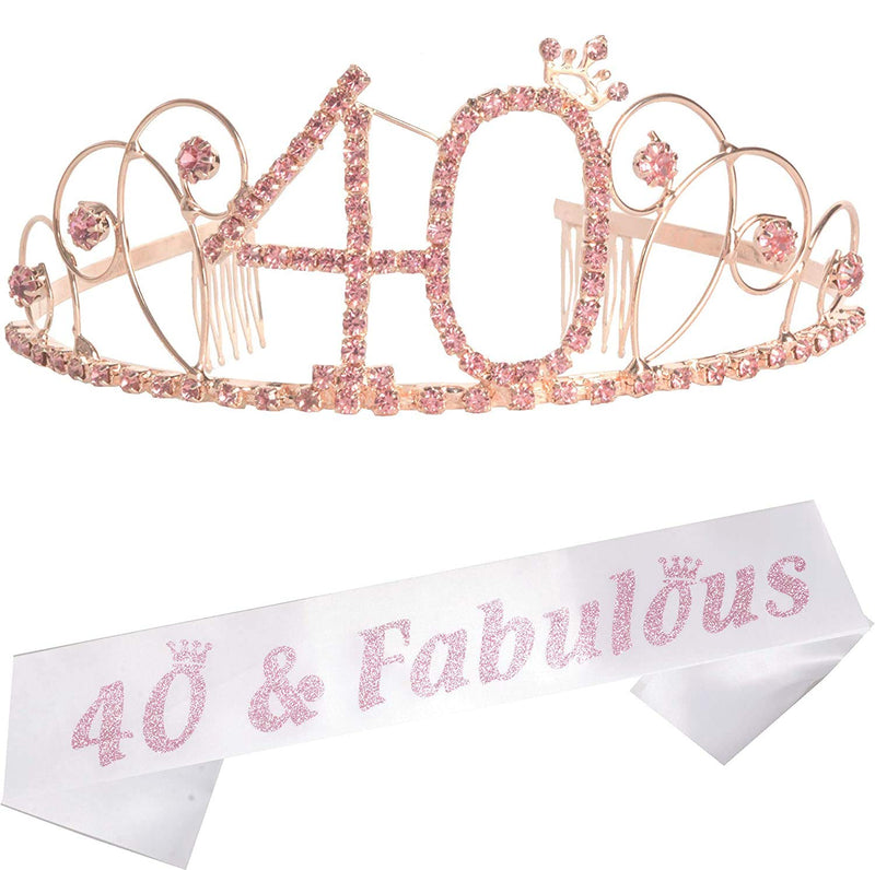 40th Birthday Gifts for Women, 40th Birthday Tiara and Sash, HAPPY 40th Birthday Party