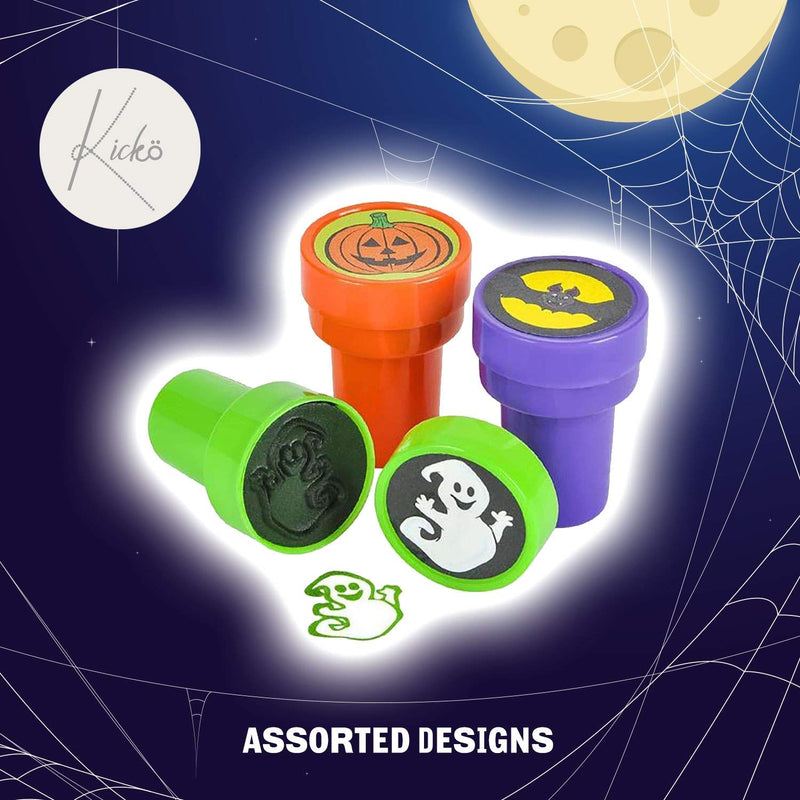 Kicko Halloween Stampers - Pre-Inked Stamping Tool for Kids, Pack of 24 - Assorted Spooky