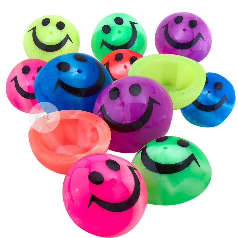 Kicko Smile Face Pop-up Popper 1.75 Inches - Pack of 12 - Marble Design Assorted Colors