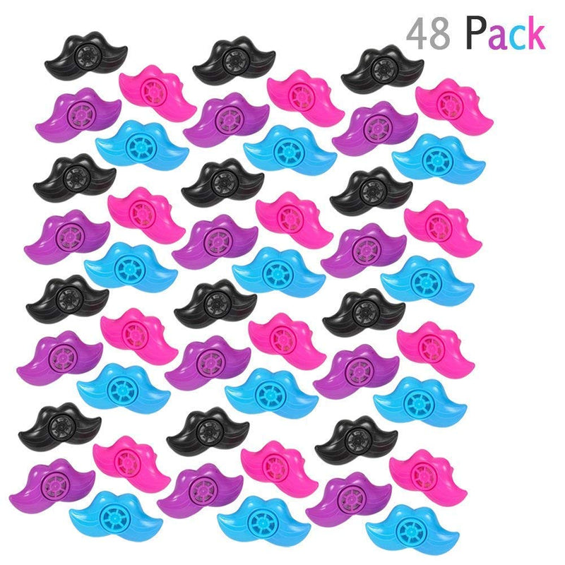 Kicko Mustache Lip Whistles - 48 Pack - 2.5 Inch - for Kids, Party Favors, Stocking