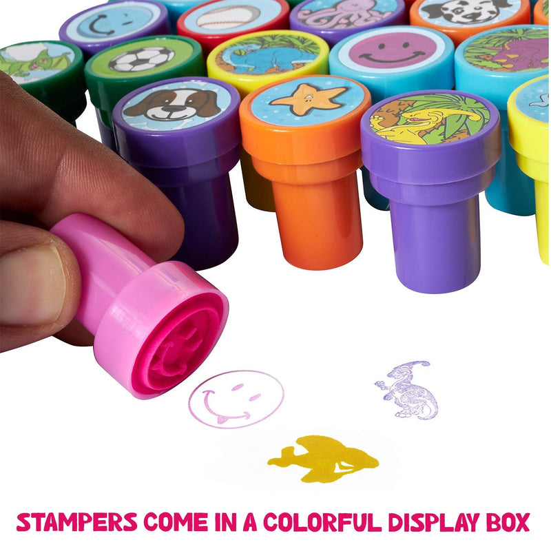 Kicko Stamps Assortment for Kids - 50 Plastic Self-Ink Stampers - to Motivate and Bribe