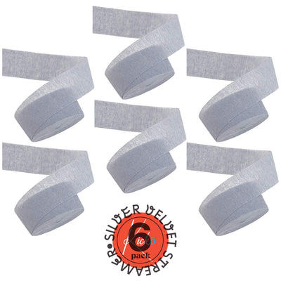 Kicko Silver Crepe Streamers - 6 Pack of Streamer Rolls - 486 Feet x 1.75 Inches -