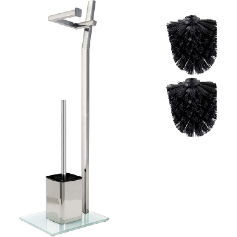 Wc Set  Shiny Chrome 22x18x70cm Toilet Paper Holder And Toilet Brush Incl