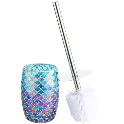 Toilet Brush Set | Toilet Bowl Brush And Holder | Bathroom Accessory Set | Silver Mosaic