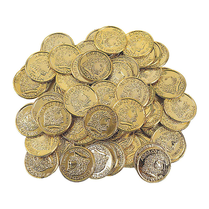 Kicko Plastic Gold Coins - 144 Pack - 1.25 Inches Fun Play Money Coins - for Kids - Party